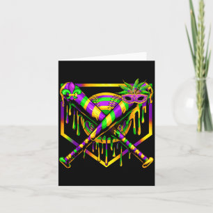 Baseball Mardi Gras Carnival Party Mask Ice Cream Card