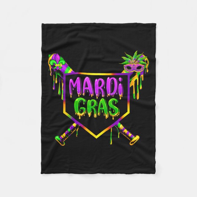 Baseball Mardi Gras Carnival Party Mask Ice Cream  Fleece Blanket (Front)