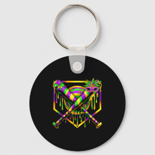Baseball Mardi Gras Carnival Party Mask Ice Cream  Key Ring
