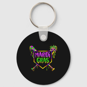 Baseball Mardi Gras Carnival Party Mask Ice Cream Key Ring