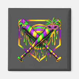 Baseball Mardi Gras Carnival Party Mask Ice Cream  Magnet