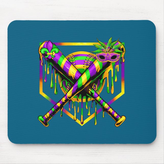 Baseball Mardi Gras Carnival Party Mask Ice Cream  Mouse Pad (Front)