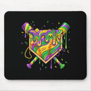 Baseball Mardi Gras Home Plate Ice Cream Drip Carn Mouse Pad