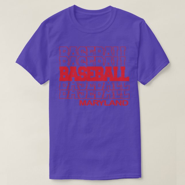 Baseball Maryland in Modern Stacked Lettering  T-Shirt (Design Front)