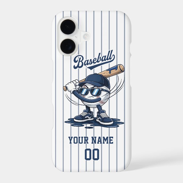 Baseball Mascot Phone Case- Custom Name & Number. (Back)