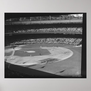 Baseball match on stadium poster