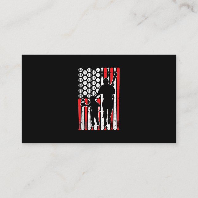 Baseball Matching Dad & Son Fars Day Baseball Business Card (Front)