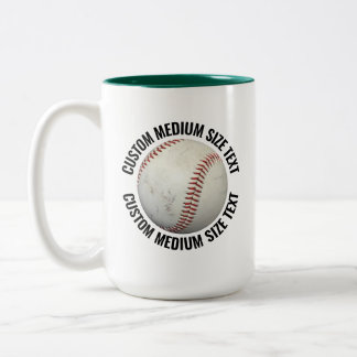 Baseball & Medium Text HUNTER GREEN 15oz Custom Two-Tone Coffee Mug
