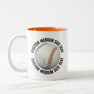 Baseball & Medium Text ORANGE 11oz Custom Two-Tone Coffee Mug