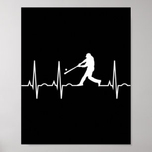 Baseball  Men - Baseball Player Heartbeat Poster