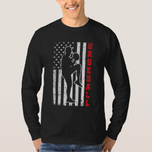 Baseball Men Boys American Flag Baseball Pitcher T-Shirt