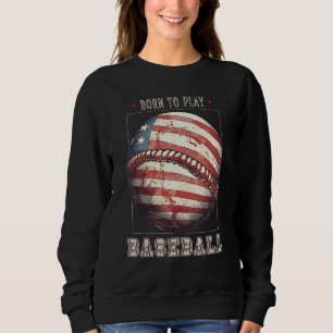Baseball Merica Patriotic 4th July American Flag Sweatshirt