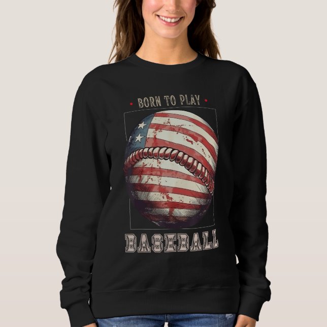 Baseball Merica Patriotic 4th July American Flag Sweatshirt (Front)