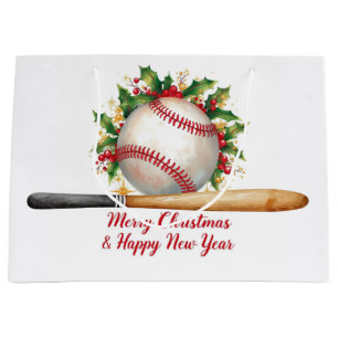 Baseball Merry Christmas & Happy New Year Large Gift Bag
