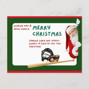 Baseball Merry Christmas with  Santa Claus  Postcard