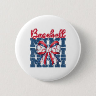 Baseball Mimi Coquette Bow Sport Mum Mothers Day  6 Cm Round Badge