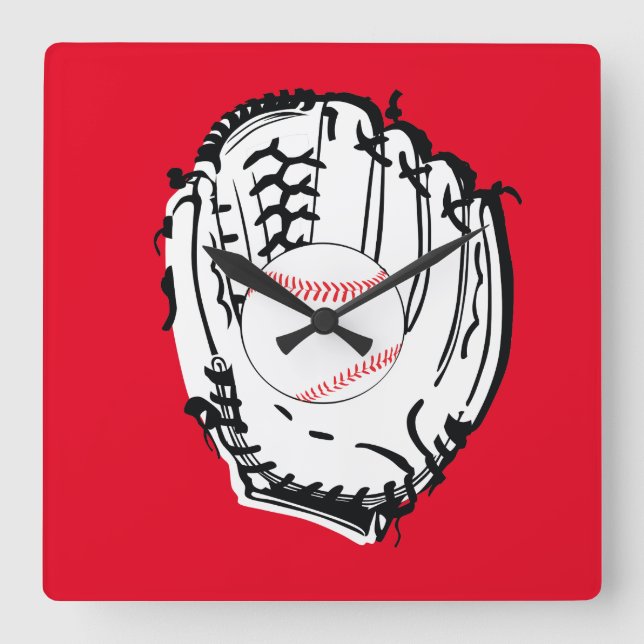 Baseball Mit Gift Square Wall Clock (Front)