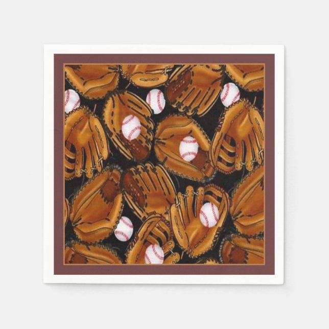 Baseball Mits Pattern Napkins (Front)