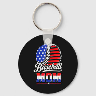 Baseball Mom American Flag Mother Key Ring