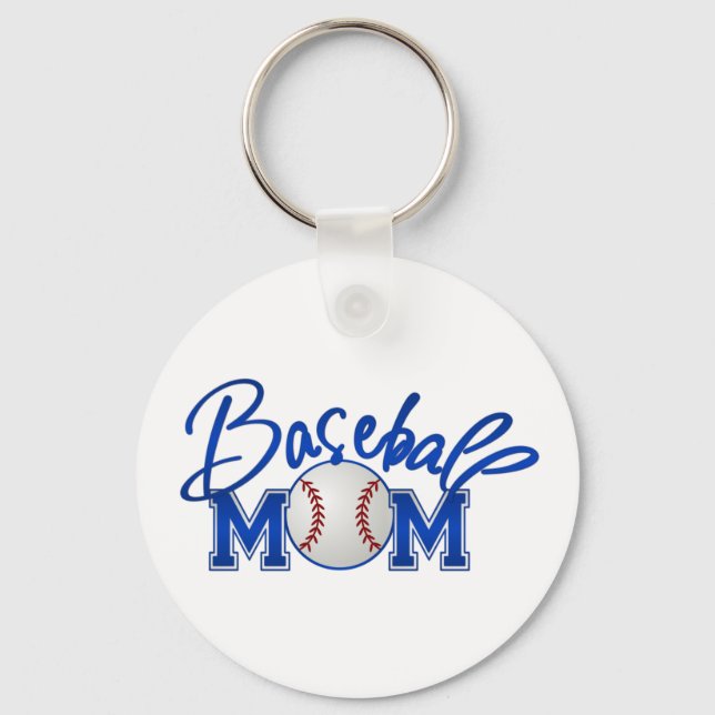 Baseball MOM blue Key Ring (Front)