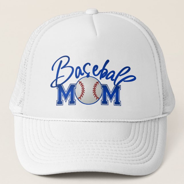 Baseball MOM blue Trucker Hat (Front)