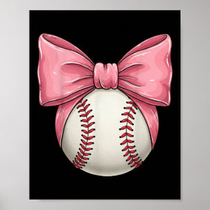 Baseball Mom Coquette Pink Bow Mothers Day Basebal Poster