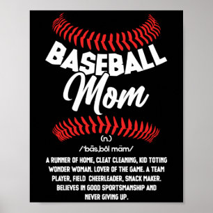 Baseball Mom Definition Sport Softball Poster