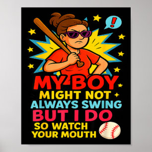Baseball Mom Funny Quote For Mother's Day Gift  Poster