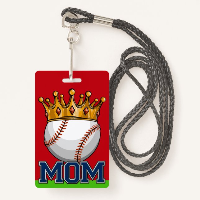 Baseball MOM Lanyard Badge ID Badge (Front with Lanyard)