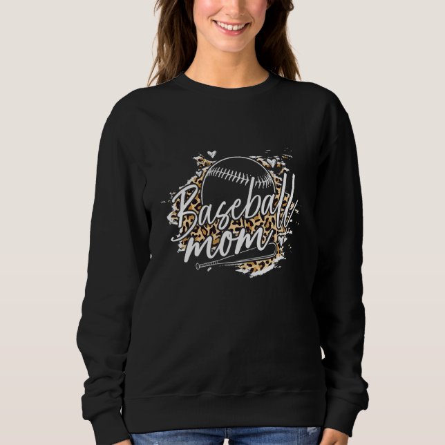Baseball Mom Leopard Pattern Baseball Mother Sweatshirt (Front)