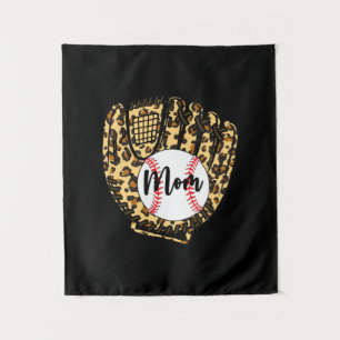 Baseball Mom Leopard Softball Mama Mother's Day 20 Tapestry