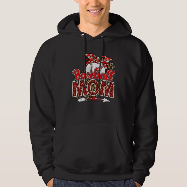 Baseball Mom Mama Mother s Day Leopard Sport Mom M Hoodie (Front)