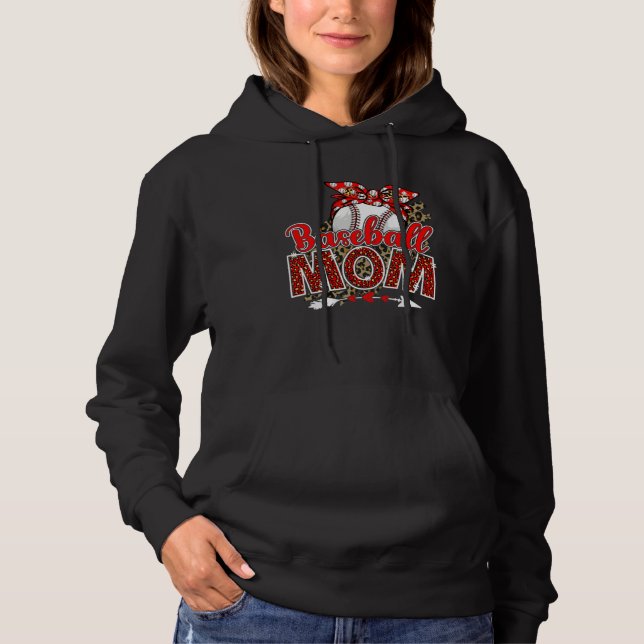Baseball Mom Mama Mother s Day Leopard Sport Mom M Hoodie (Front)