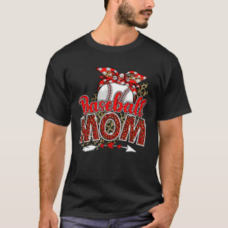 Baseball Mom Mama Mother s Day Leopard Sport Mom M T-Shirt