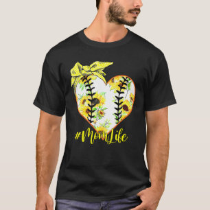Baseball Mom Sport Ball Floral Bandana Heart Mothe T-Shirt