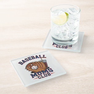 Baseball Moms Club Mother's Day Glass Coaster