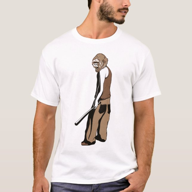 Baseball Monkey Funny Simple Modern Cute T-Shirt (Front)