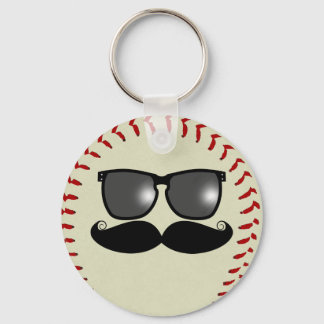 Baseball Moustache Keychain