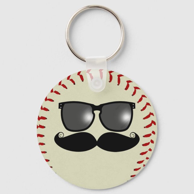 Baseball Moustache Keychain (Front)