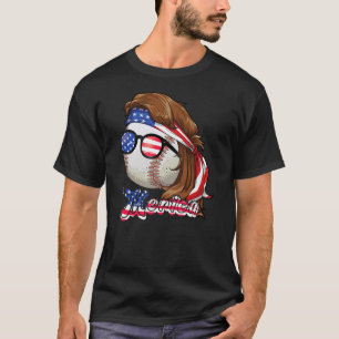 Baseball Mullet 4th Of July American Flag Merica T-Shirt