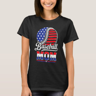 Baseball Mum American Flag  For Mother 1 T-Shirt