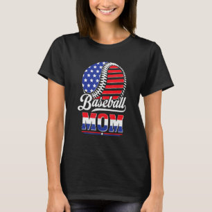Baseball Mum American Flag For Mother T-Shirt
