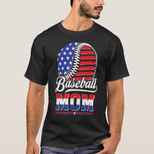 Baseball Mum American Flag For Mother T-Shirt