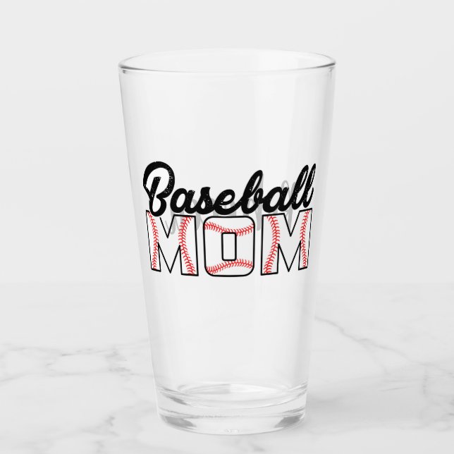 Baseball Mum and Name Glass (Front)