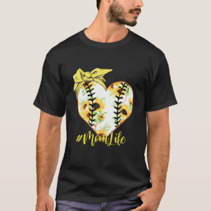 Baseball Mum Ball Floral Bandanna Heart Mother's D T-Shirt