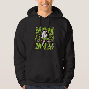Baseball Mum Baseball Lightning Bolt Leopard Lime Hoodie