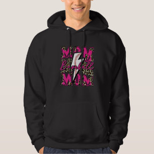 Baseball Mum Baseball Lightning Bolt Leopard Pink Hoodie