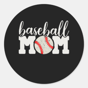 Baseball Mum - Cheering Mor Of Boys Out Long Classic Round Sticker