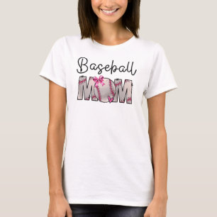 Baseball Mum, Coquette Bow Baseball Mama  T-Shirt