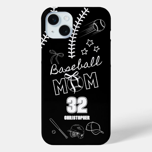 Baseball Mum Coquette Bow Case-Mate iPhone Case (Back)